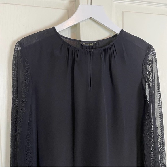 Massimo Dutti Tops - Massimo Dutti Mulberry Embroidered Sleeve Silk Blouse
